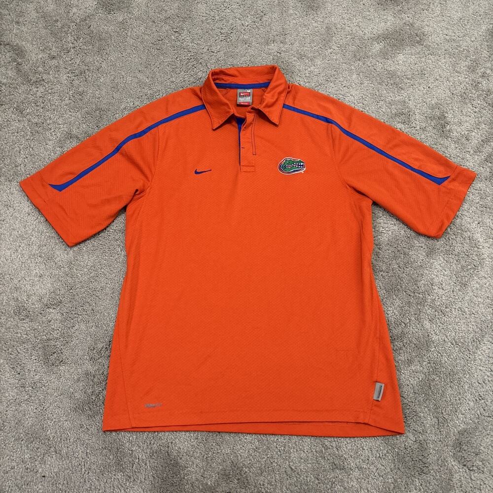 Nike Team Florida Gators Polo Shirt Mens Medium Orange Vintage Red Tag Y2K